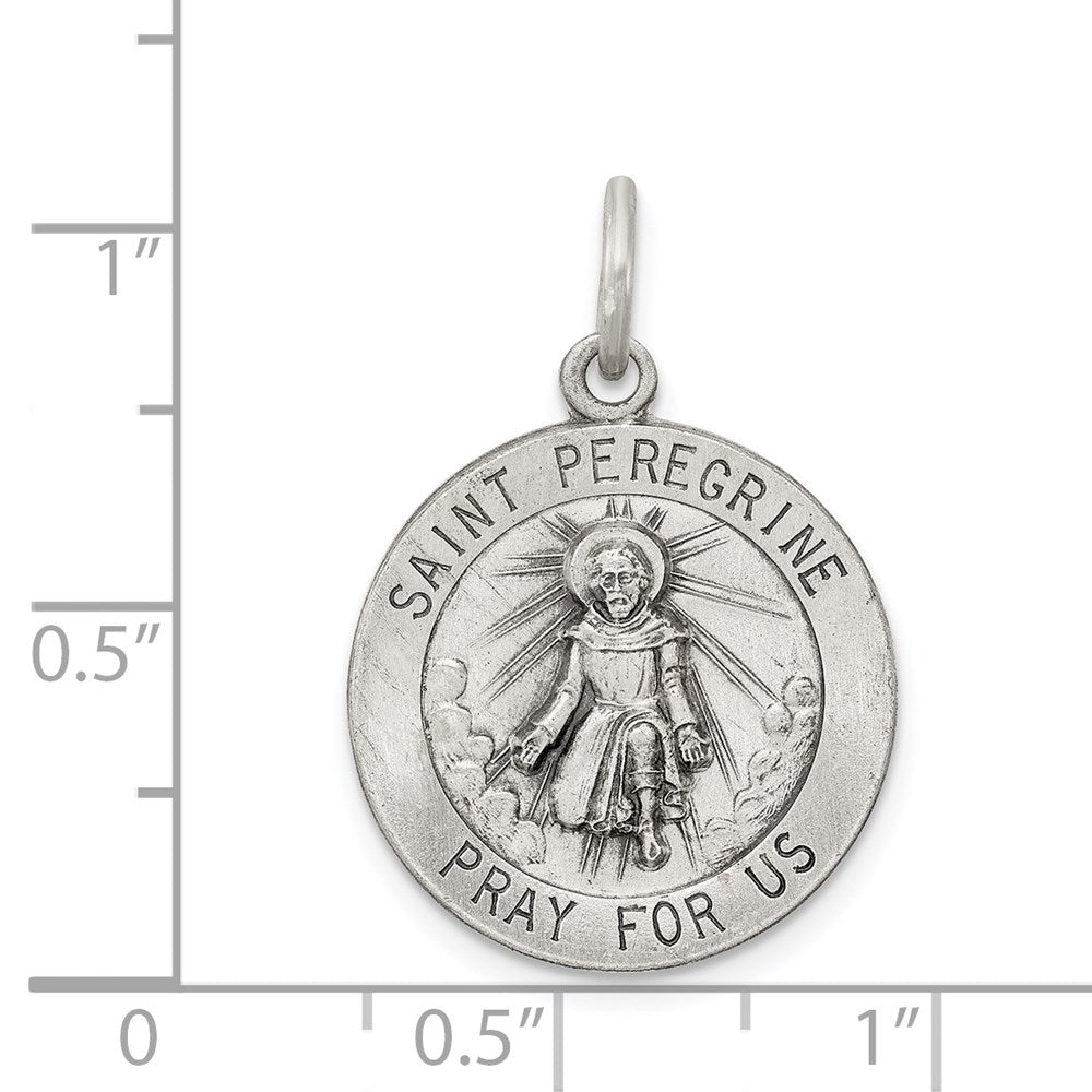 Sterling Silver Antiqued St. Peregrine Medal QC3618