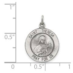 Sterling Silver Antiqued St. Theresa Medal QC3620