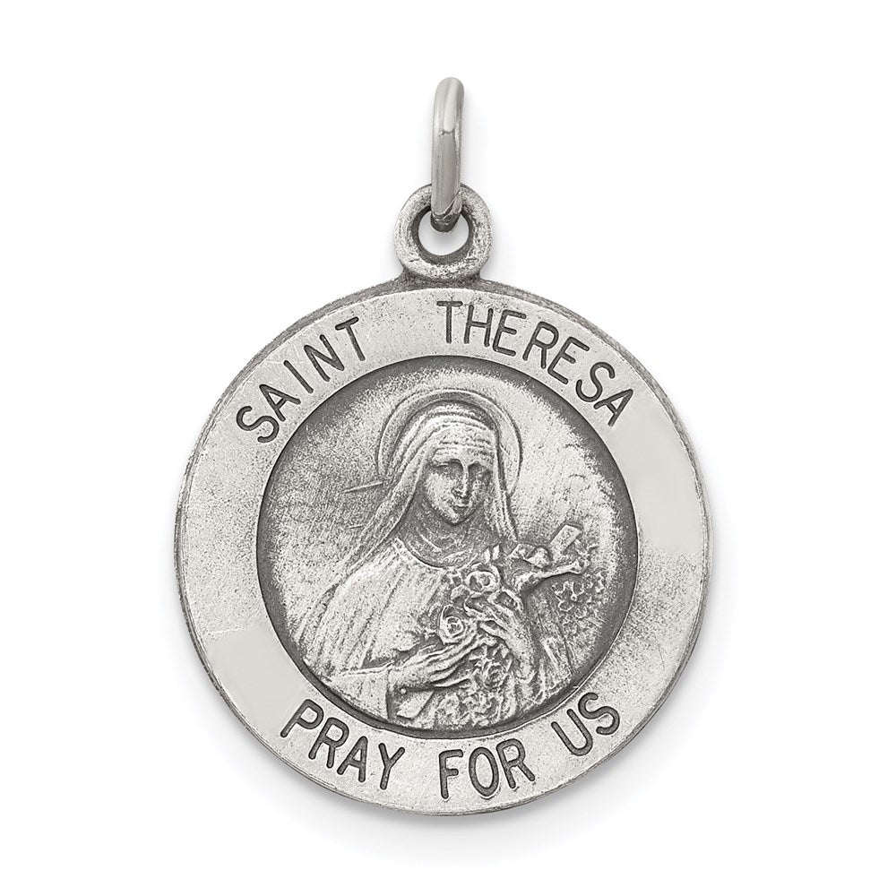 Sterling Silver Antiqued St. Theresa Medal QC3620