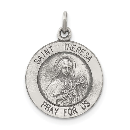 Sterling Silver Antiqued St. Theresa Medal QC3620