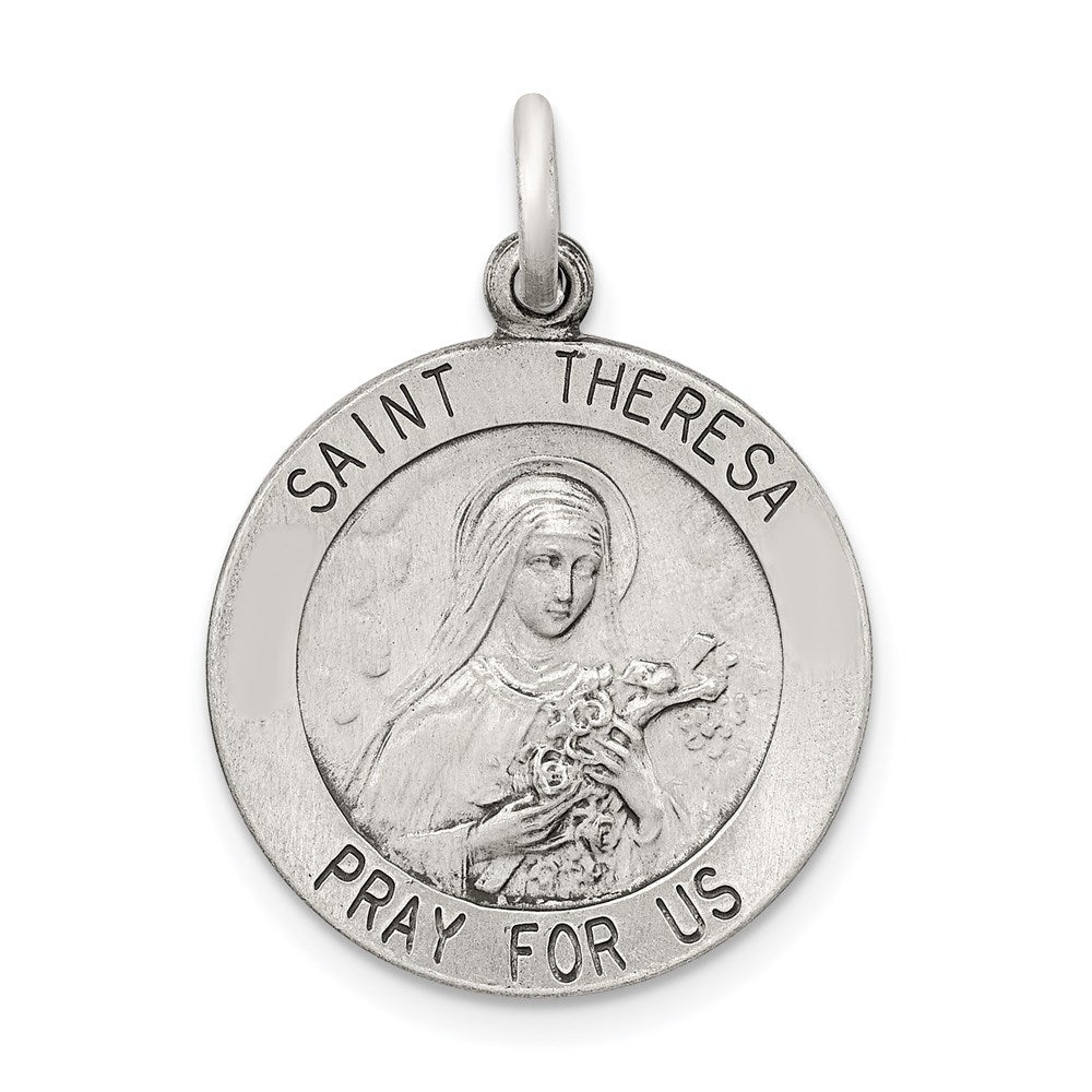 Sterling Silver Antiqued St. Theresa Medal QC3621