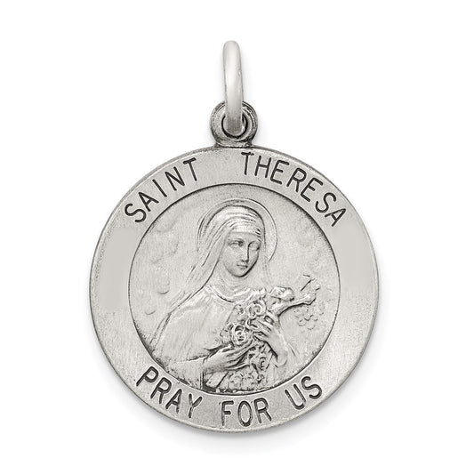 Sterling Silver Antiqued St. Theresa Medal QC3621