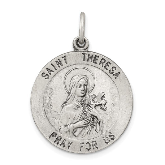 Sterling Silver Antiqued St. Theresa Medal QC3622