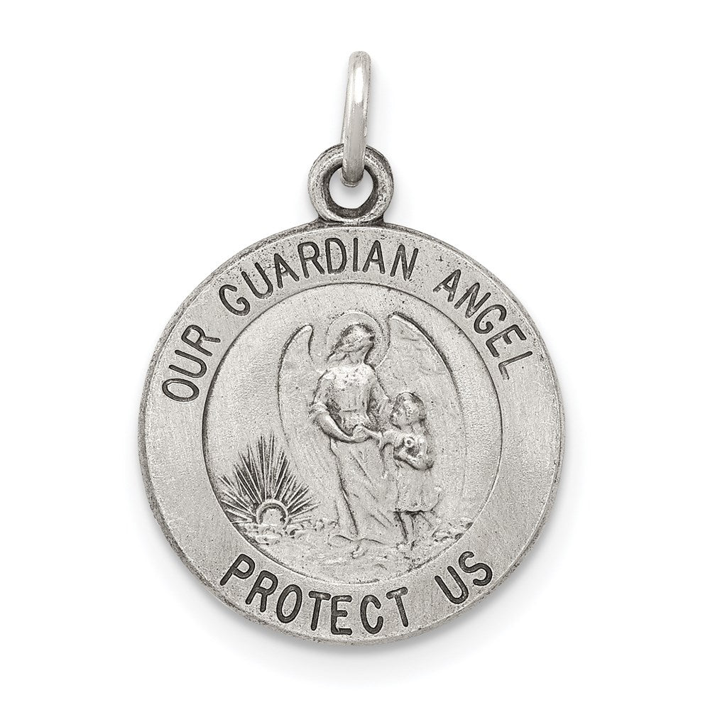 Sterling Silver Antiqued Guardian Angel Medal QC3625