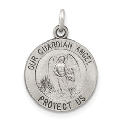 Sterling Silver Antiqued Guardian Angel Medal QC3625