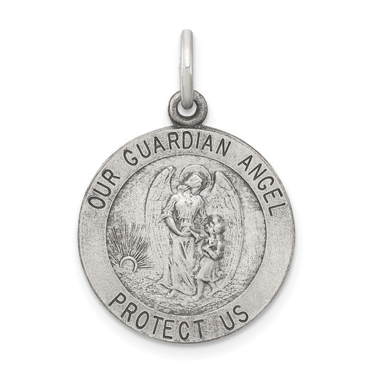 Sterling Silver Antiqued Guardian Angel Medal QC3626