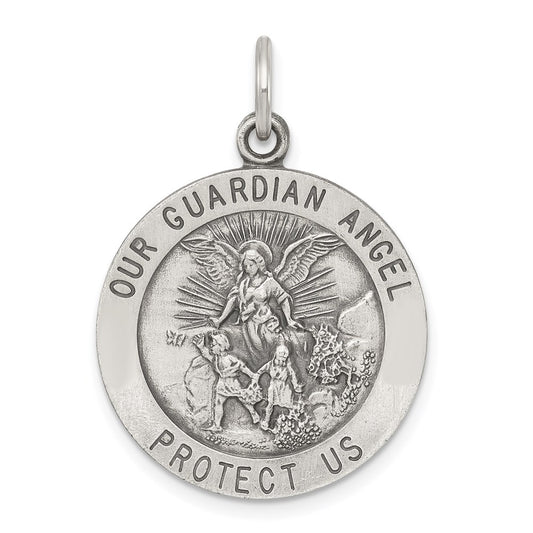 Sterling Silver Antiqued Guardian Angel Medal QC3627
