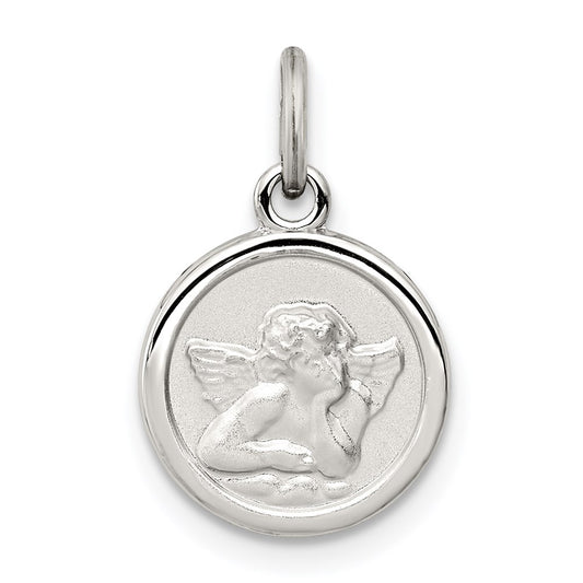 Sterling Silver Rhodium-plated Angel Medal Charm QC3632