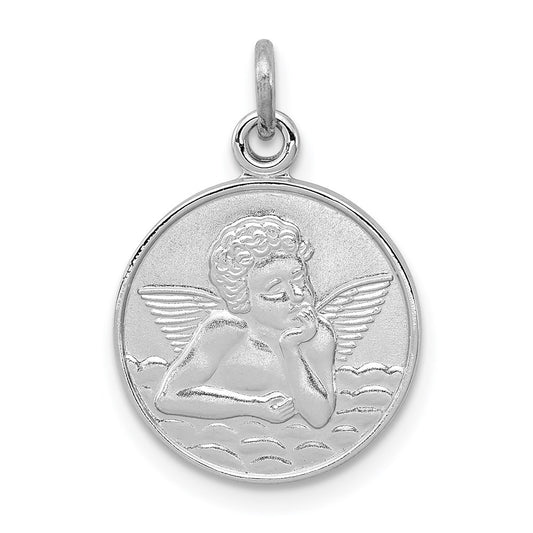 Sterling Silver Rhodium-plated/Plain Back Angel Medal QC3633