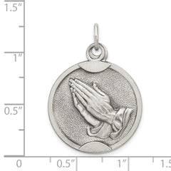 Sterling Silver Antiqued Praying Hands Medal QC3641