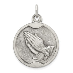 Sterling Silver Antiqued Praying Hands Medal QC3641