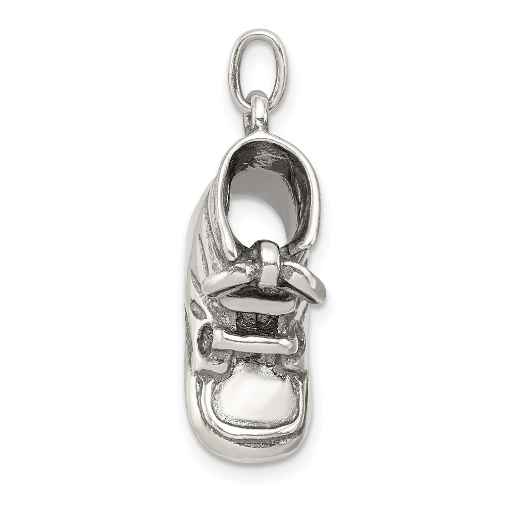 Sterling Silver Antiqued Baby Shoe Pendant QC3695