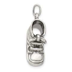 Sterling Silver Antiqued Baby Shoe Pendant QC3695