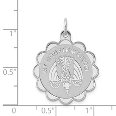 Sterling Silver Rhodium-plated My Confirmation Disc Charm QC370