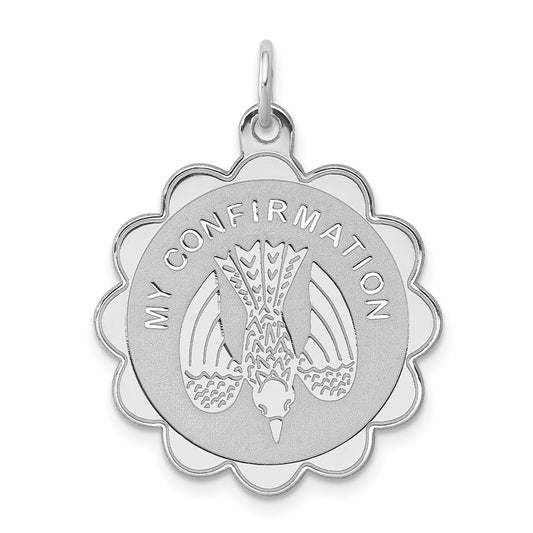 Sterling Silver Rhodium-plated My Confirmation Disc Charm QC370