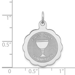 Sterling Silver Rhodium-plated First Holy Communion Disc Charm QC373
