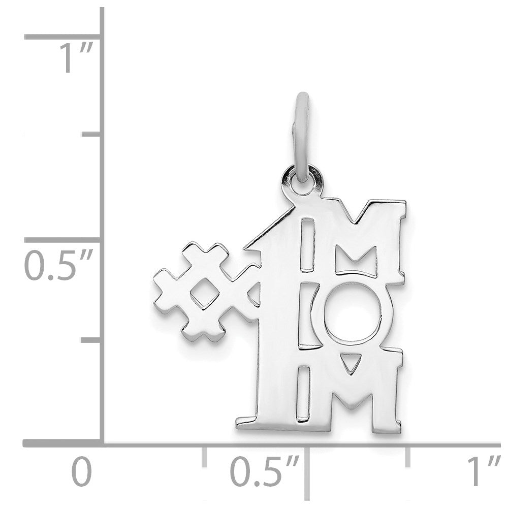 Sterling Silver Rhodium-plated # 1 Mom Polished Charm QC3740