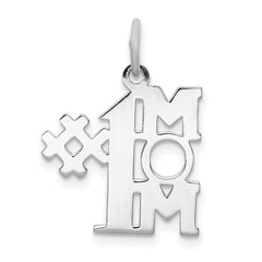Sterling Silver Rhodium-plated # 1 Mom Polished Charm QC3740