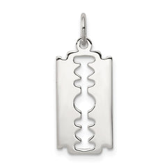 Sterling Silver Rhodium-plated Razor Blade Polished Charm QC3755