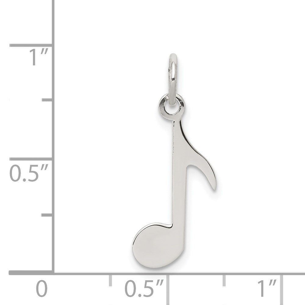 Sterling Silver Rhodium-plated Musical Note Polished Charm QC3758