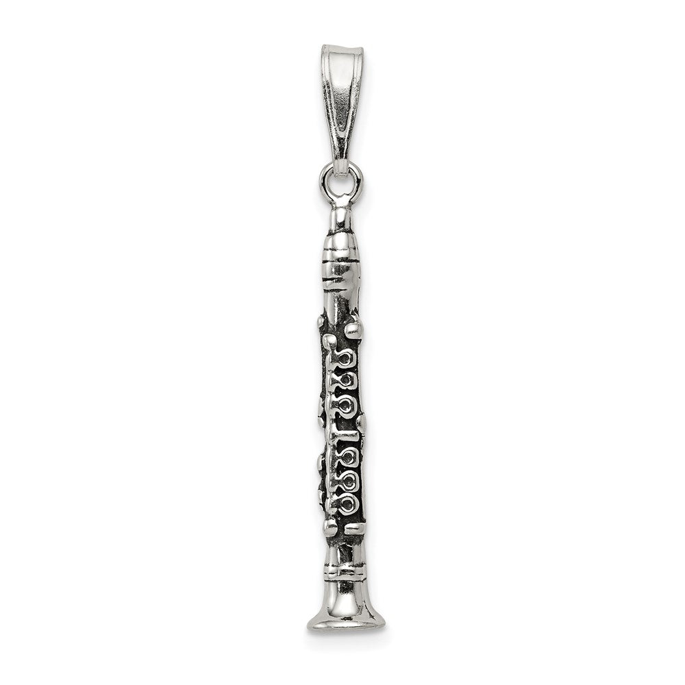 Sterling Silver Antiqued Clarinet Charm QC3765