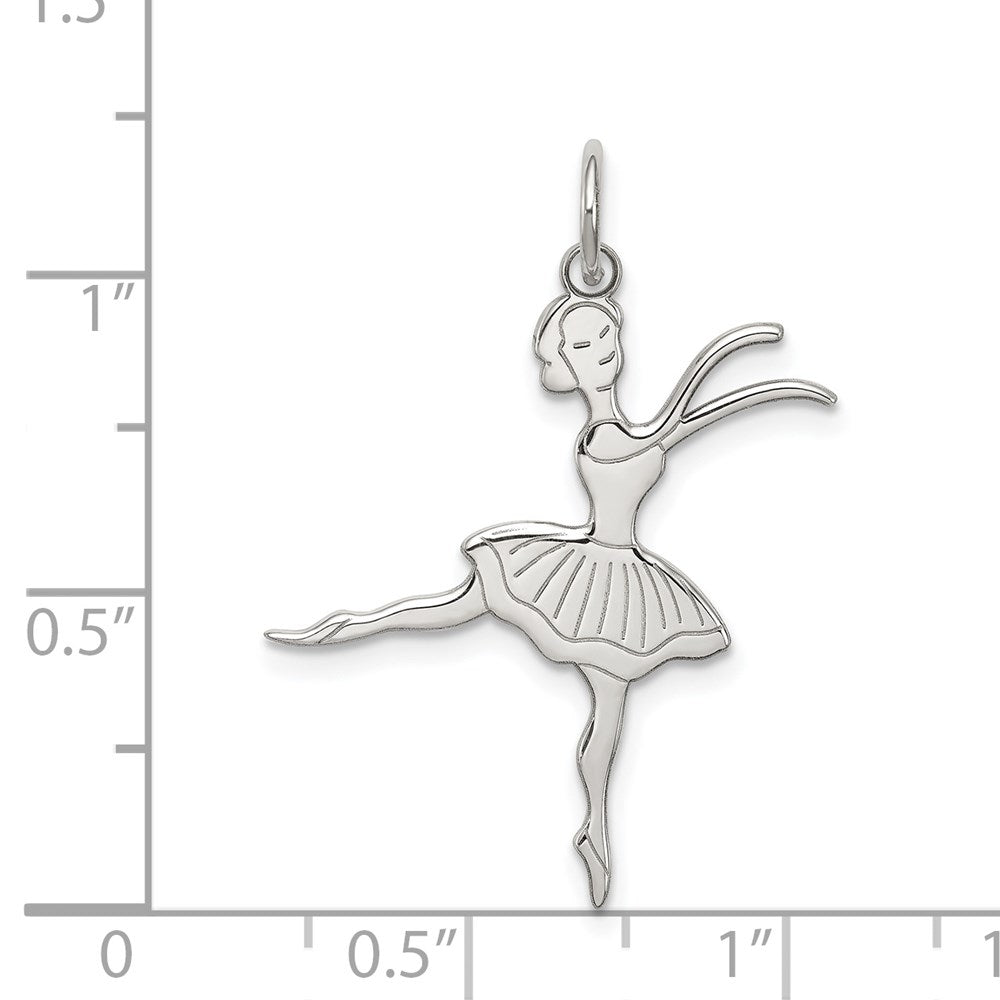 Sterling Silver Rhodium-plated Ballerina Polished Charm QC3768