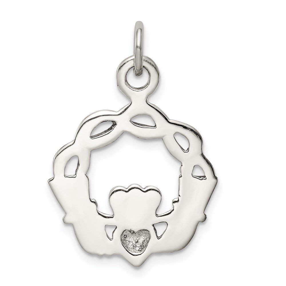 Sterling Silver Antiqued Claddagh Pendant QC3874