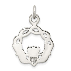 Sterling Silver Antiqued Claddagh Pendant QC3874