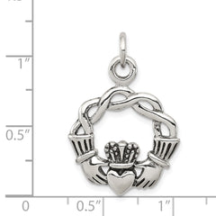 Sterling Silver Antiqued Claddagh Pendant QC3874