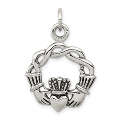 Sterling Silver Antiqued Claddagh Pendant QC3874