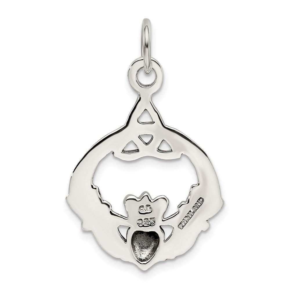 Sterling Silver Antiqued Claddagh Pendant QC3875