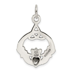 Sterling Silver Antiqued Claddagh Pendant QC3875