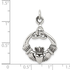 Sterling Silver Antiqued Claddagh Pendant QC3875