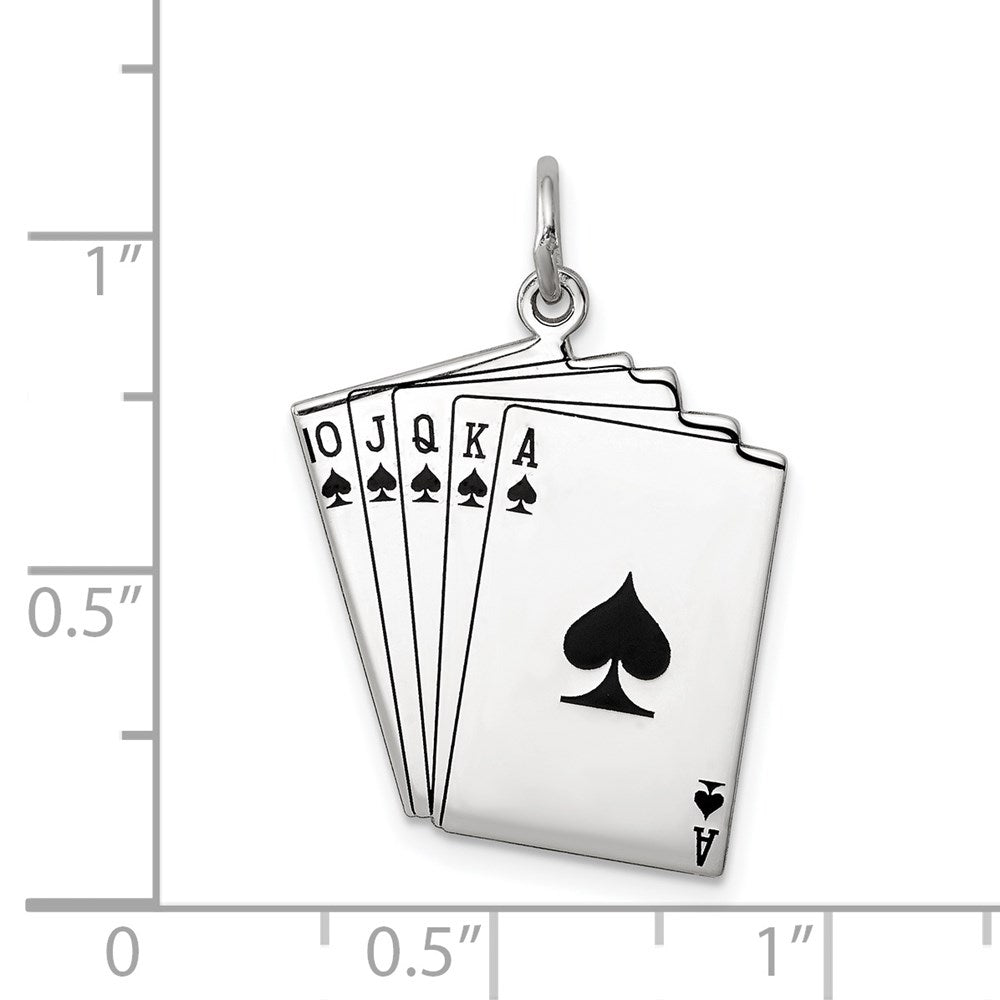 Sterling Silver Rhodium-plated Playing cards Polished Charm QC3877