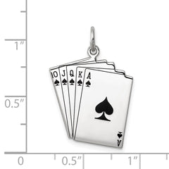 Sterling Silver Rhodium-plated Playing cards Polished Charm QC3877