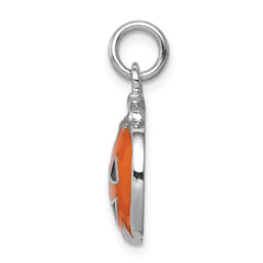 Sterling Silver Rhodium-plated Orange Jack-a-Lantern Charm QC3896