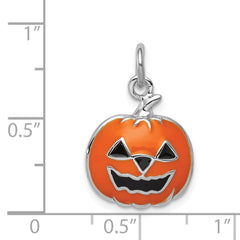 Sterling Silver Rhodium-plated Orange Jack-a-Lantern Charm QC3896