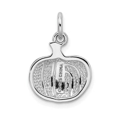 Sterling Silver Rhodium-plated Orange Enameled Pumpkin Charm QC3897