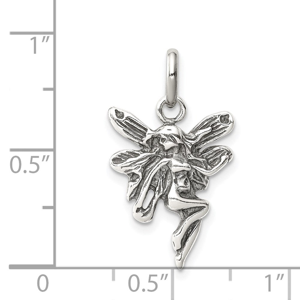 Sterling Silver Antiqued Fairy Pendant QC3907
