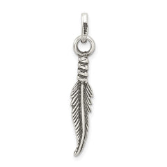 Sterling Silver Antiqued Feather Charm QC3915