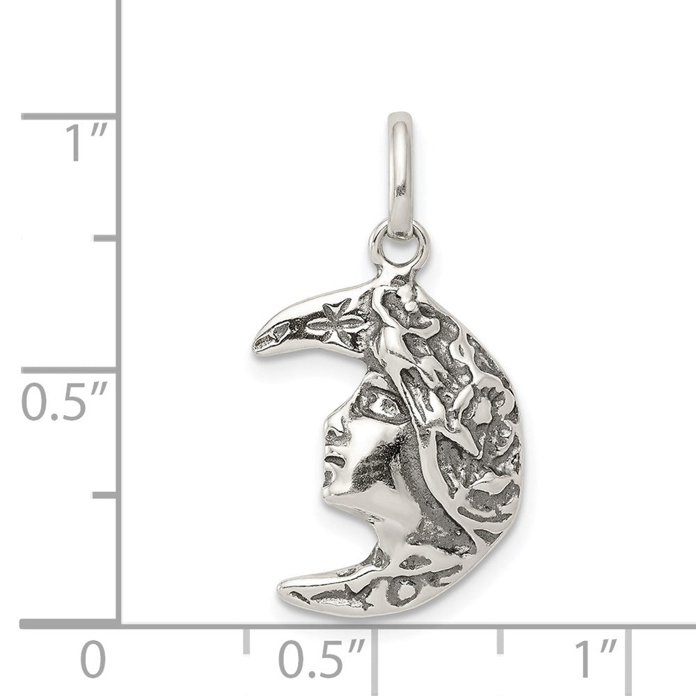 Sterling Silver Antiqued Moon Charm QC3922
