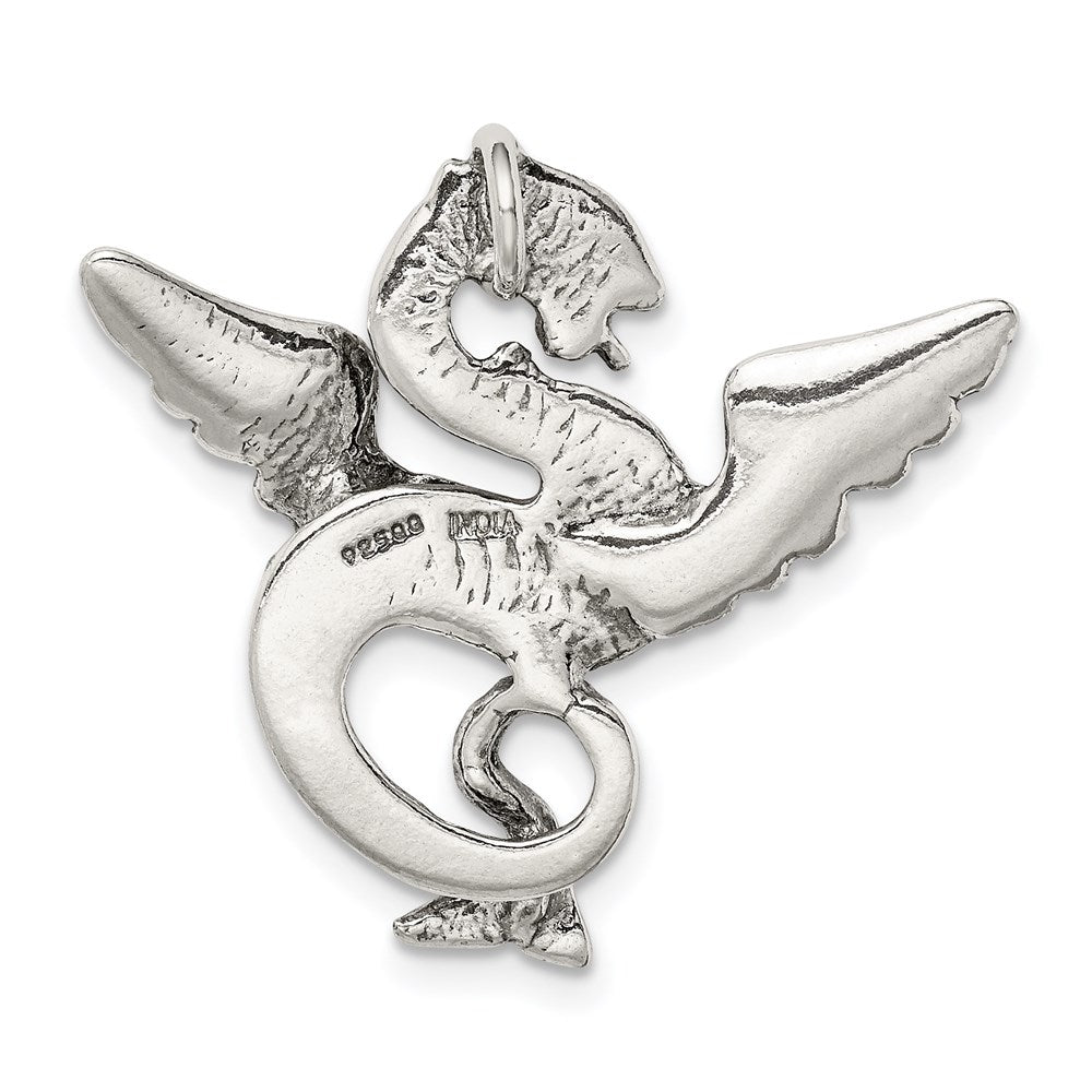 Sterling Silver Antiqued Dragon Charm QC3934