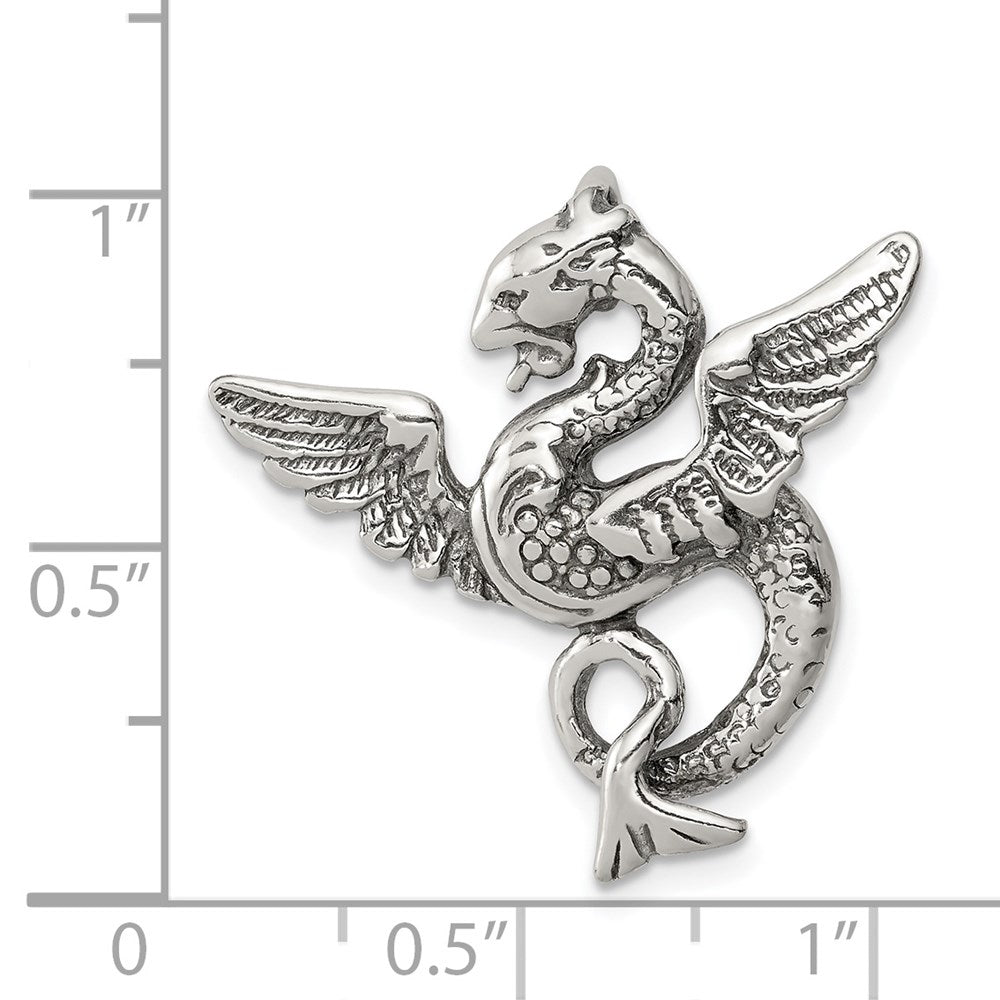 Sterling Silver Antiqued Dragon Charm QC3934