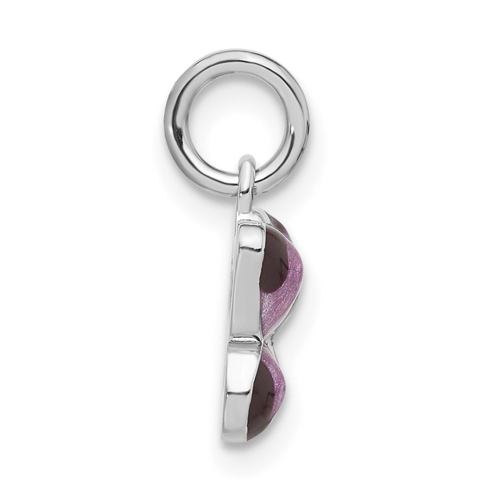 Sterling Silver Rhodium-plated Rhod Enameled Purple Butterfly QC4052