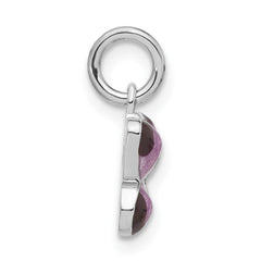 Sterling Silver Rhodium-plated Rhod Enameled Purple Butterfly QC4052