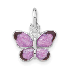 Sterling Silver Rhodium-plated Rhod Enameled Purple Butterfly QC4052