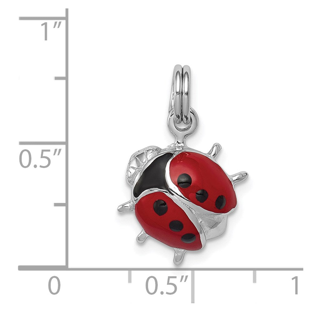 Sterling Silver Rhodium-platedEnamel Ladybug Charm QC4057