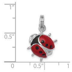 Sterling Silver Rhodium-platedEnamel Ladybug Charm QC4057