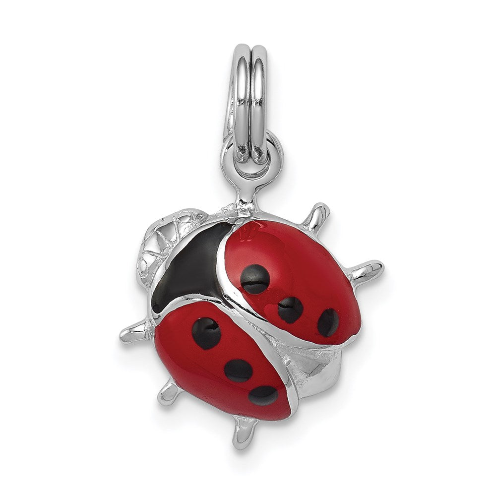 Sterling Silver Rhodium-platedEnamel Ladybug Charm QC4057