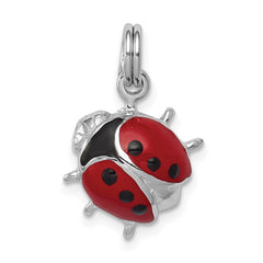 Sterling Silver Rhodium-platedEnamel Ladybug Charm QC4057